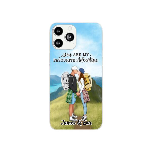 Kissing Hiking Couple – Personalized Phone Case For Her, Him
