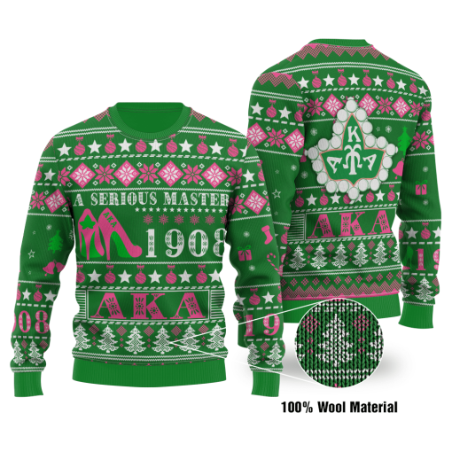 A Serious Master Alpha Kappa Alpha 1908 Aka High Heels Ugly Christmas Wool Sweater