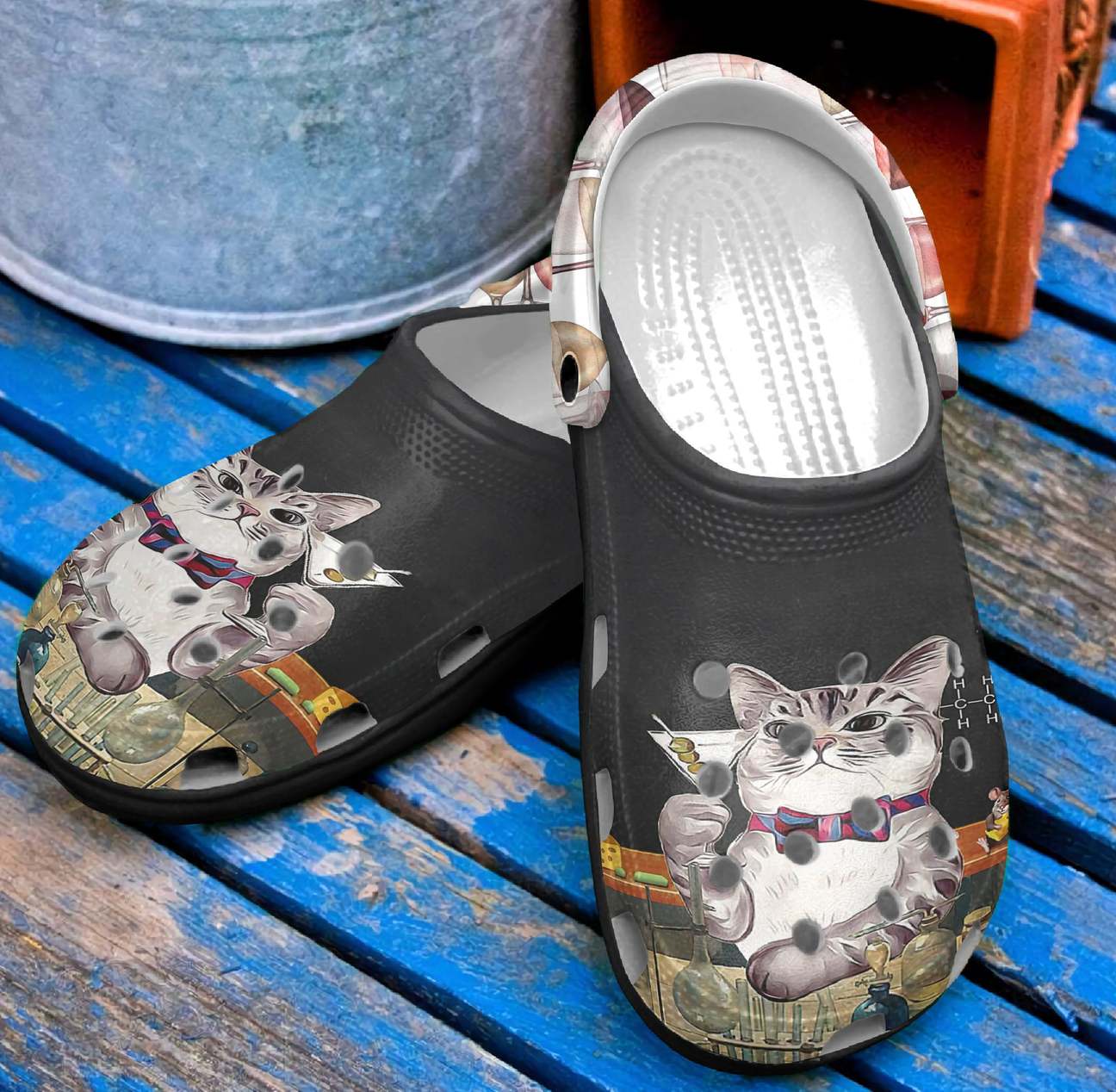 Cat Personalized Clog, Custom Name, Text, Color, Number Fashion Style For Women, Men, Kid, Print 3D Cat And Wine