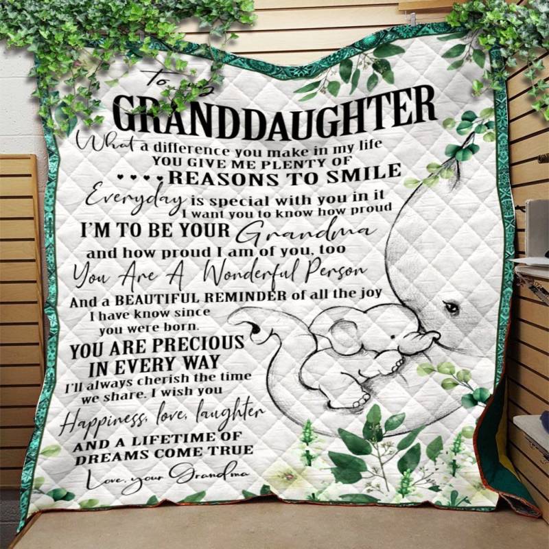 To My Granddaughter Elephant Quilt Blanket Quilting Fabric Sets