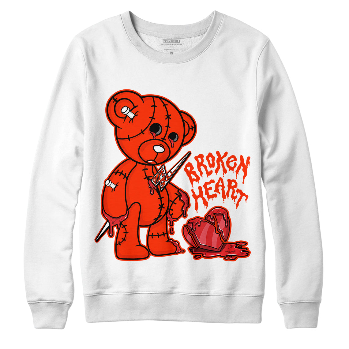 Broken Heart Crewneck Sweatshirt Match Yz Foam Runner Vermiliion