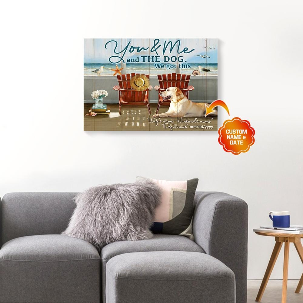 Canvas Artwork You & Me And The Dog We Got This Chairs On Beach Custom Canvas Wall Art Home Decor