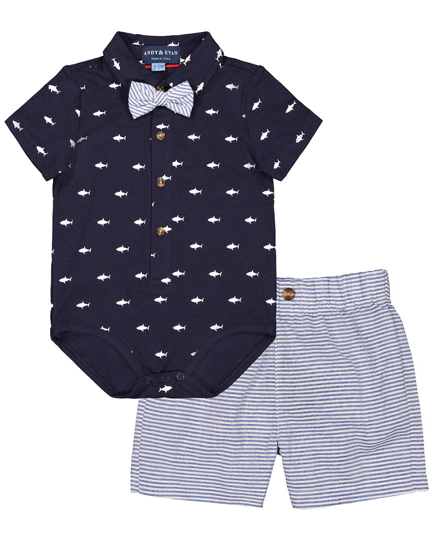 Andy & Evan Shark Polo Shirtzie Set