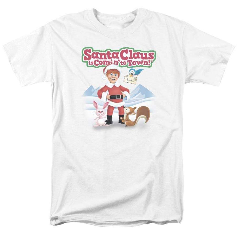 Santa Claus Is Comin to Town Animal Friends Men’s Regular Fit T-Shirt