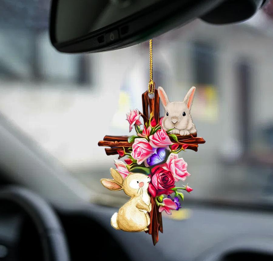 Rabbit Roses And Jesus Two Sides Ornament