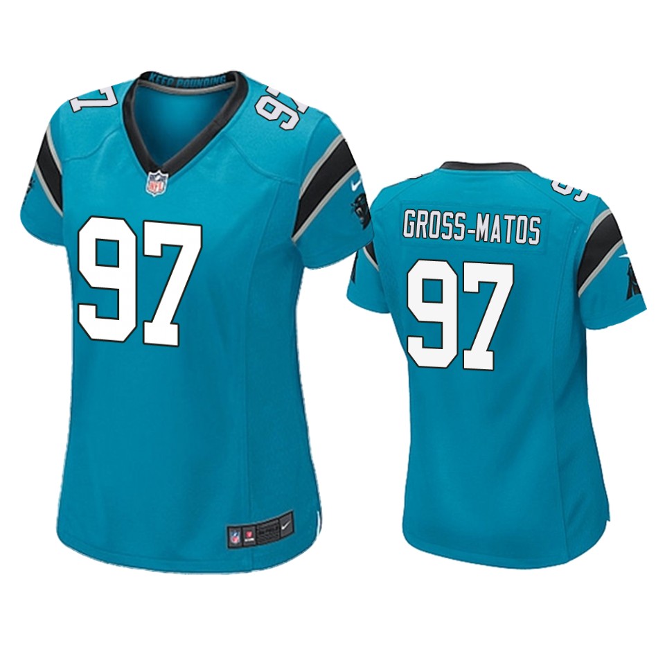 Carolina Panthers Yetur Gross-matos Blue 2020 NFL Draft Game Jersey