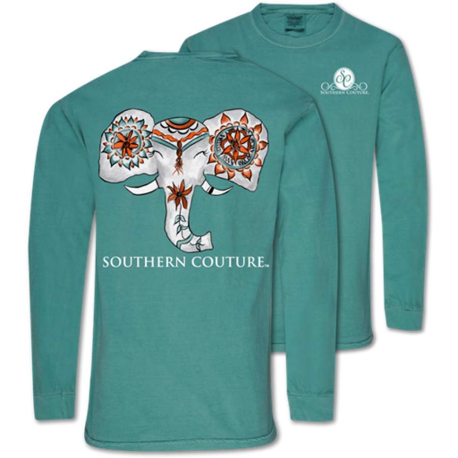 Southern Couture Painted Elephant Comfort Colors Long Sleeve T-Shirt