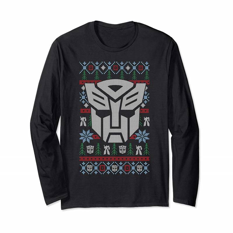 Transformers Christmas Autobots Ugly Sweater Style Long Sleeve T-shirt