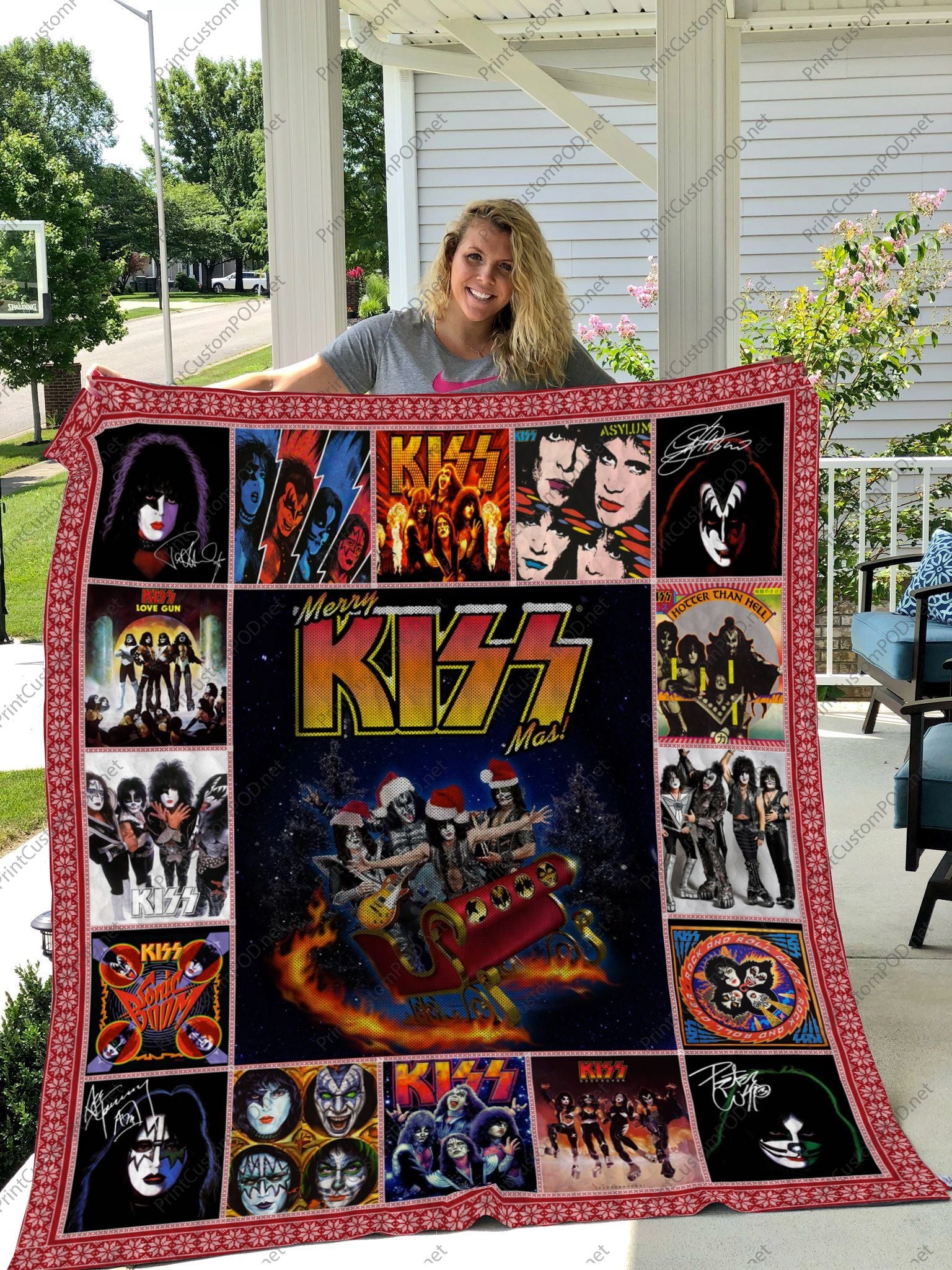 H X Amp 8211 Kiss Christmas Quilt Blanket