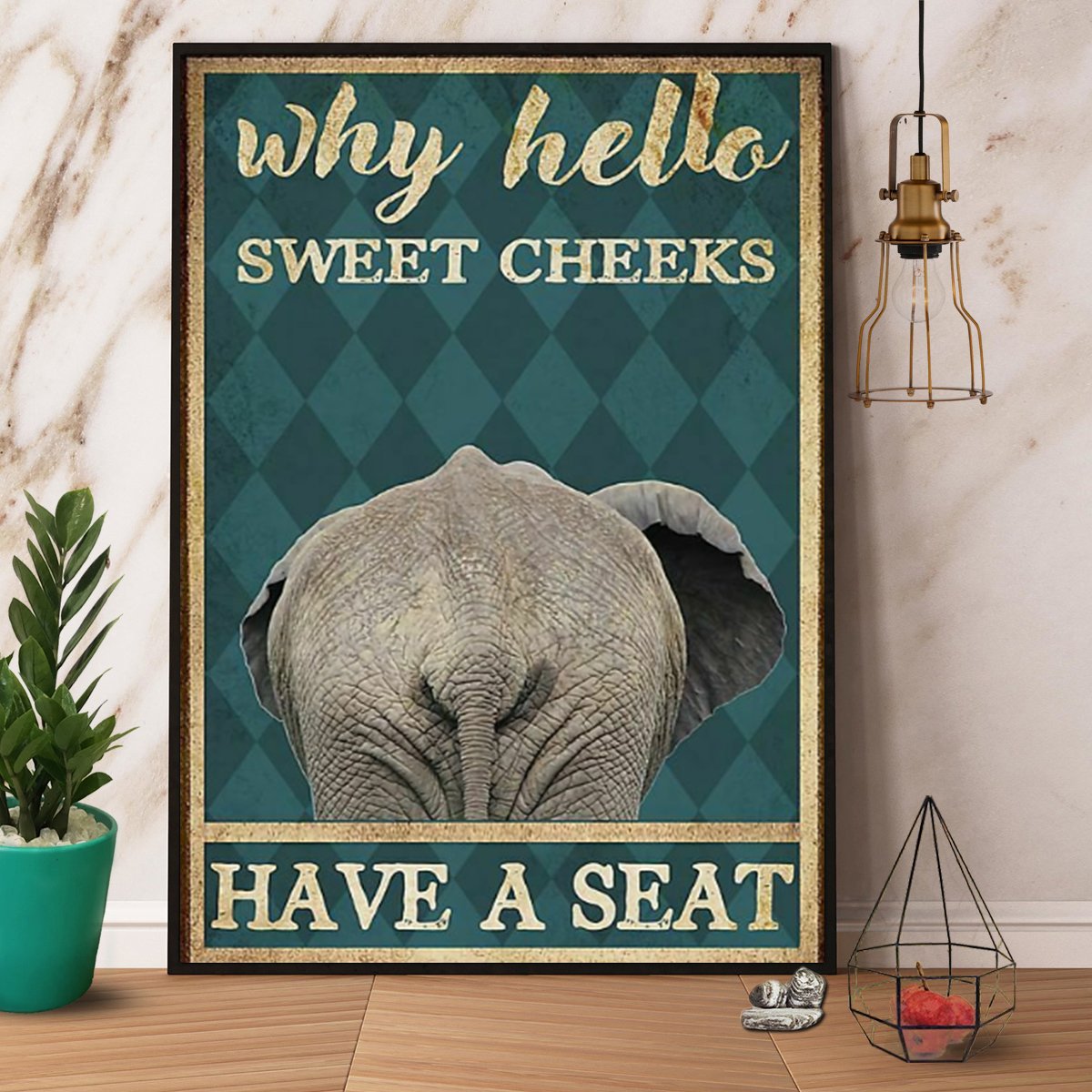 Bathroom Elephant Why Hello Sweet Cheek Have A Seat Poster No Frame