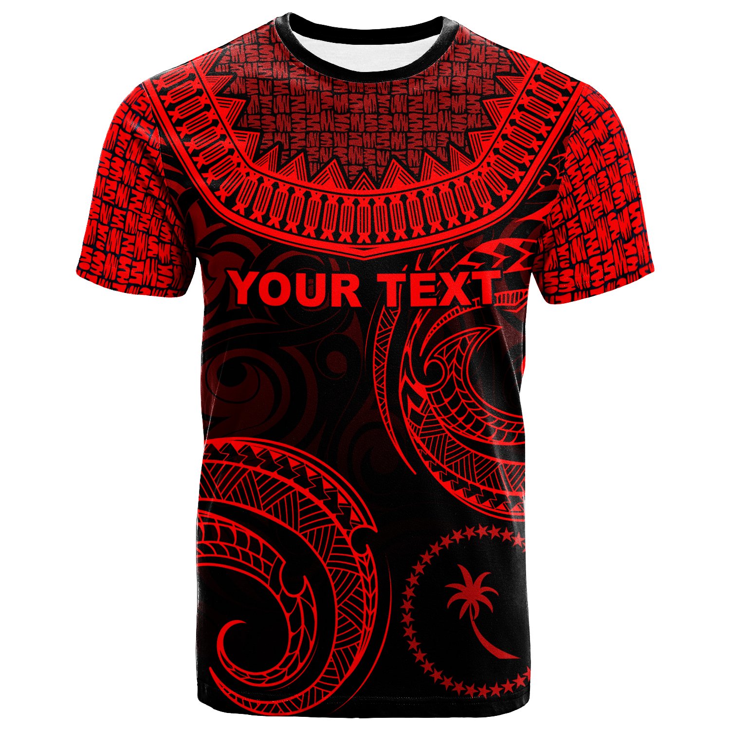 Chuuk Custom Personalised – T- Shirt – Unique Serrated Texture Red – BN20