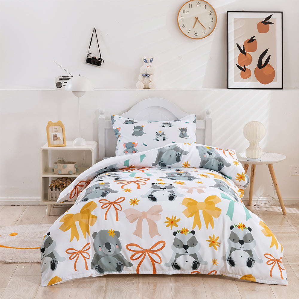 3D Cartoon Animal Koala Bow Quilt Cover Set Bedding Set Duvet Cover Pillowcases 385