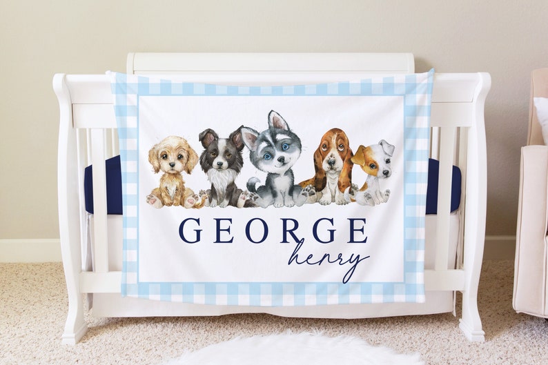 Personalized Dog Blanket, Birthday Gift For Kids, Puppy Blanket Personalized, Puppy Theme Gift For Toddler Or Baby Blanket