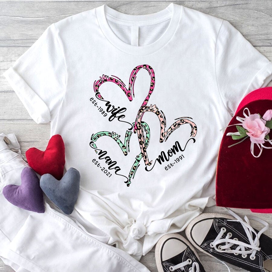 Valentine’S Shirt For Grandma Wife Mom Nana Personalized Est Leopard Cth01