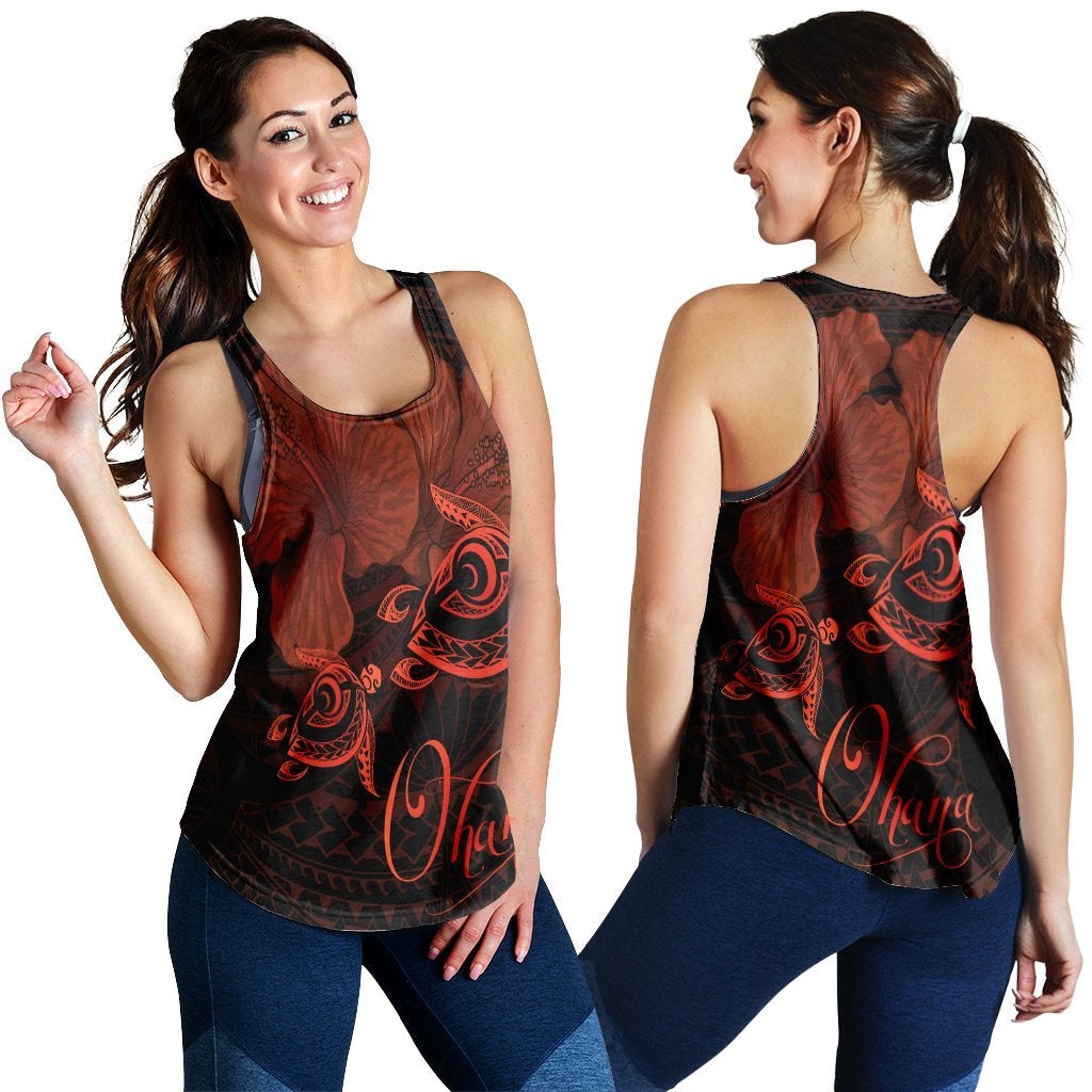 Hawaiian Turtle Ohana Hibiscus Poly Racerback Tank Orange Ha71349