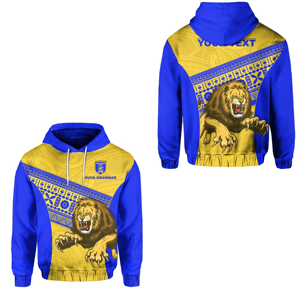 (Custom Personalised) Suva Grammar Fashion Hoodie (For Kid) Fiji School Version Lion Blue Lt13