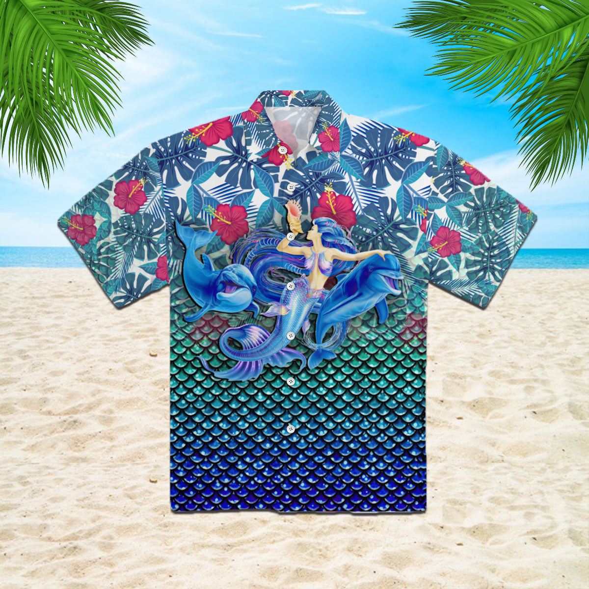 A Mermaid And Dolphins Magic Kingdom Hawaiian Shirt | For Men & Women | Wt1277