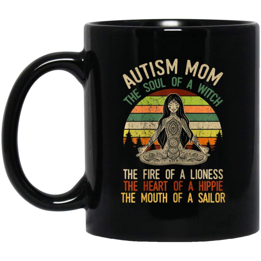 W Autism Mom – The Soul Of A Witch Autism Awareness 11oz 15oz Black Mug Happy Easter Day Funny Colors Eggs Bunny Ears Peeps Cute