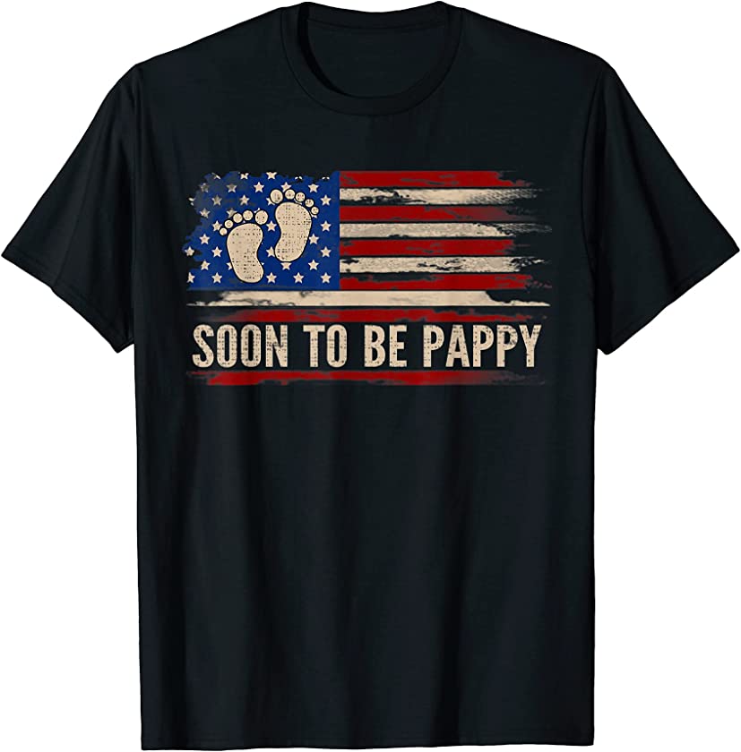 Vintage Soon To Be Pappy American Flag Father’s Day Gift T-Shirt