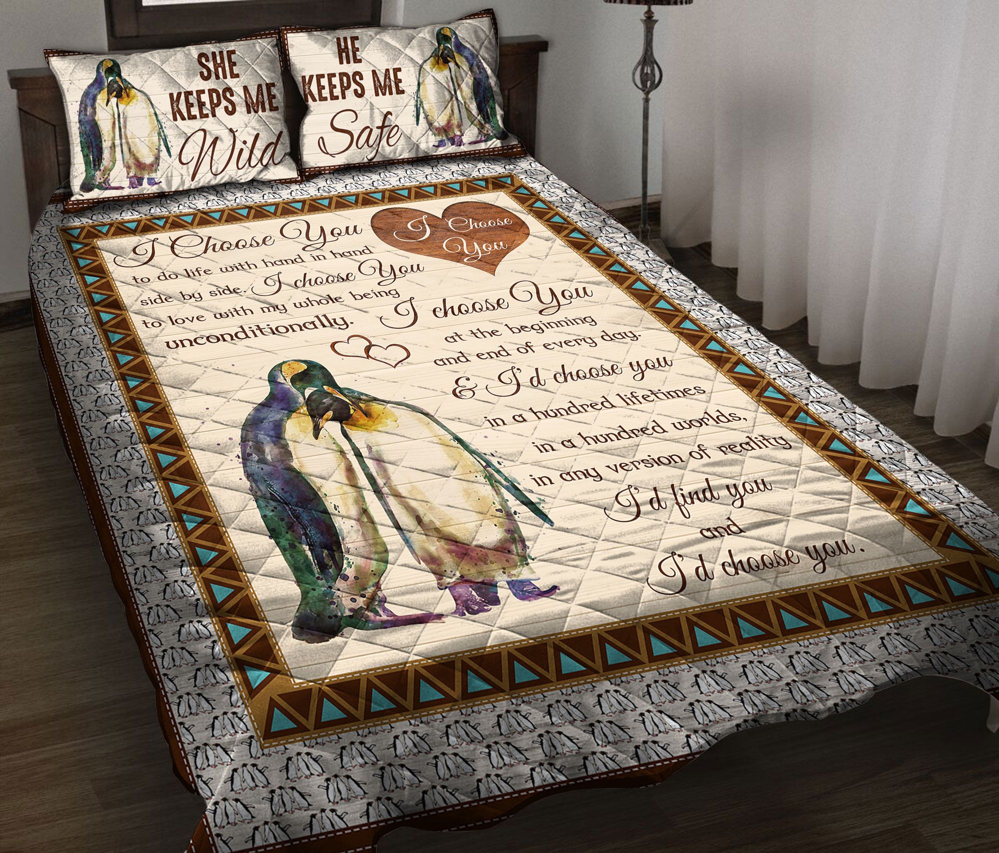 I Choose You Penguin TG51223 – Quilt Bedding Set