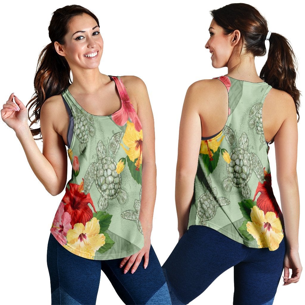 Hawaiian Turtle Hibiscus Racerback Tank Tink Style Ha61790