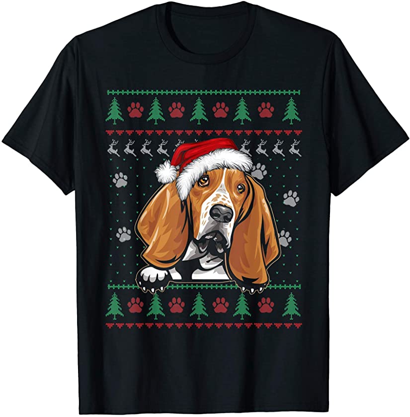 Basset Hound Christmas Ugly Sweater Dog Lover Xmas T-Shirt