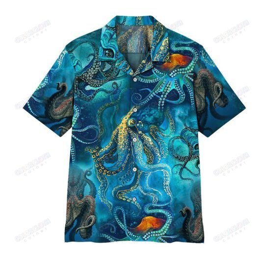 Blue Ocean Octopus Hawaiian Shirt Ha96982