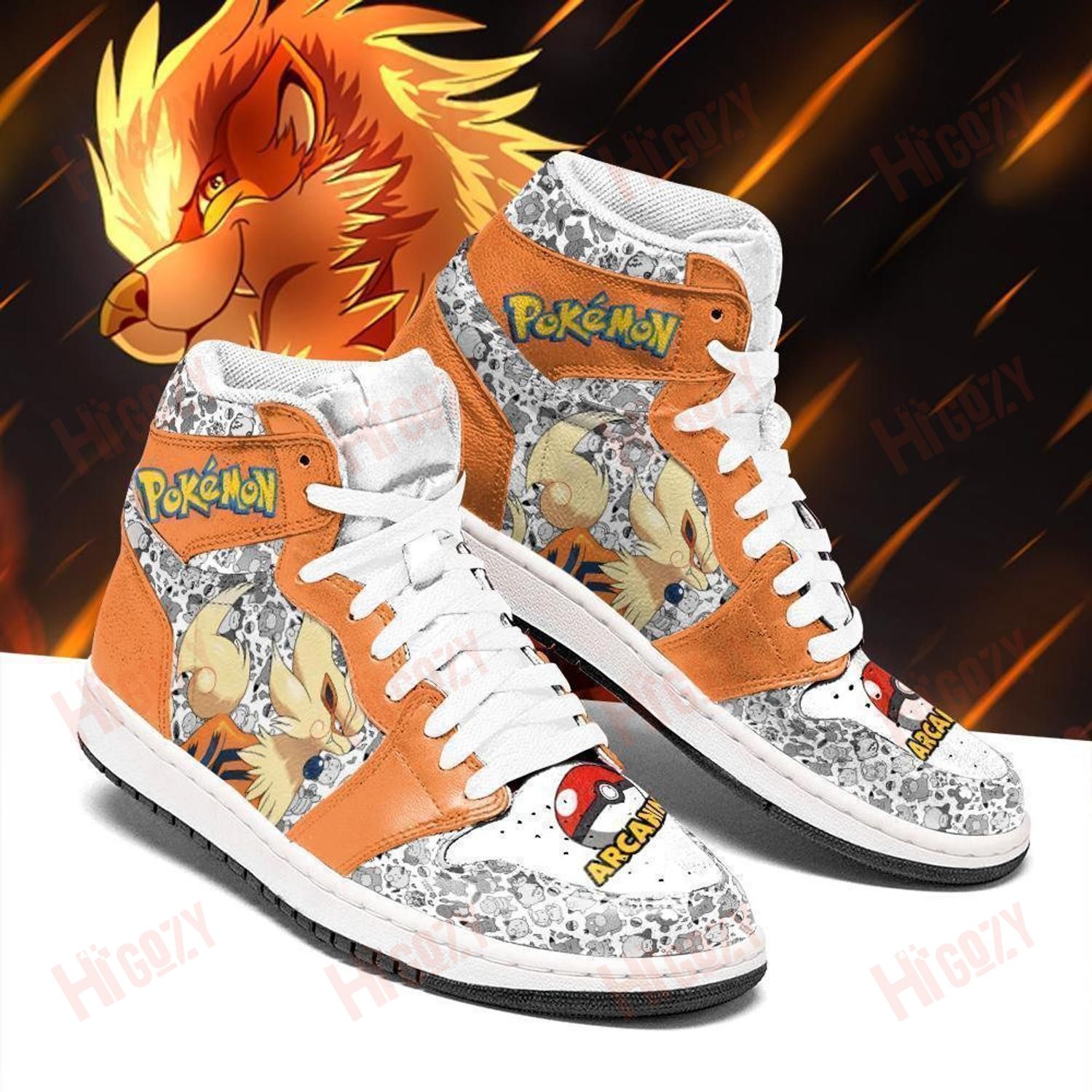 Arcanine Pokemon Anime High Top Jd1 Sneaker