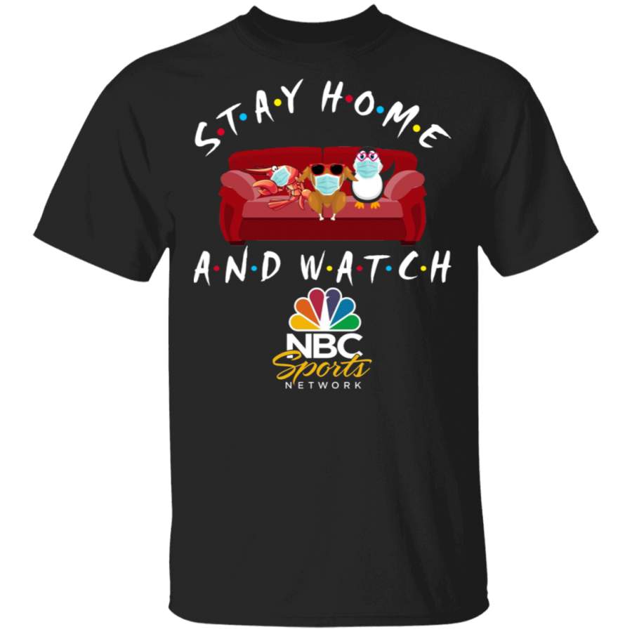 Stay Home And Watch NBC Sports Funny Shrimp Turkey Penguin Sit On Sofa Shirt Matching NBC TV Show Lover Fans Gifts T-Shirt