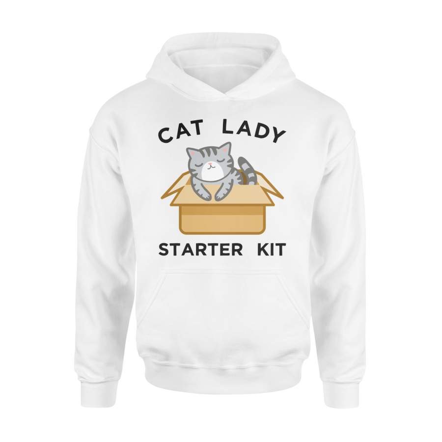 Cute Gray Kitten Tee, Funny Cat Lady Starter Kit Gift Hoodie