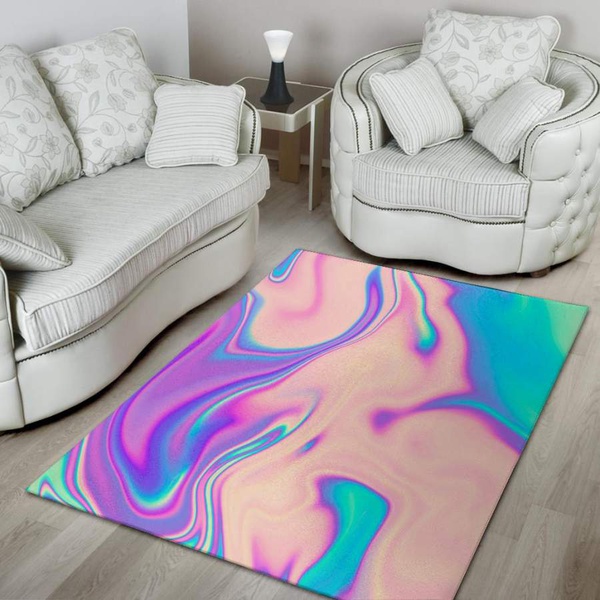 Abstract Trippy Holographic Area Rug