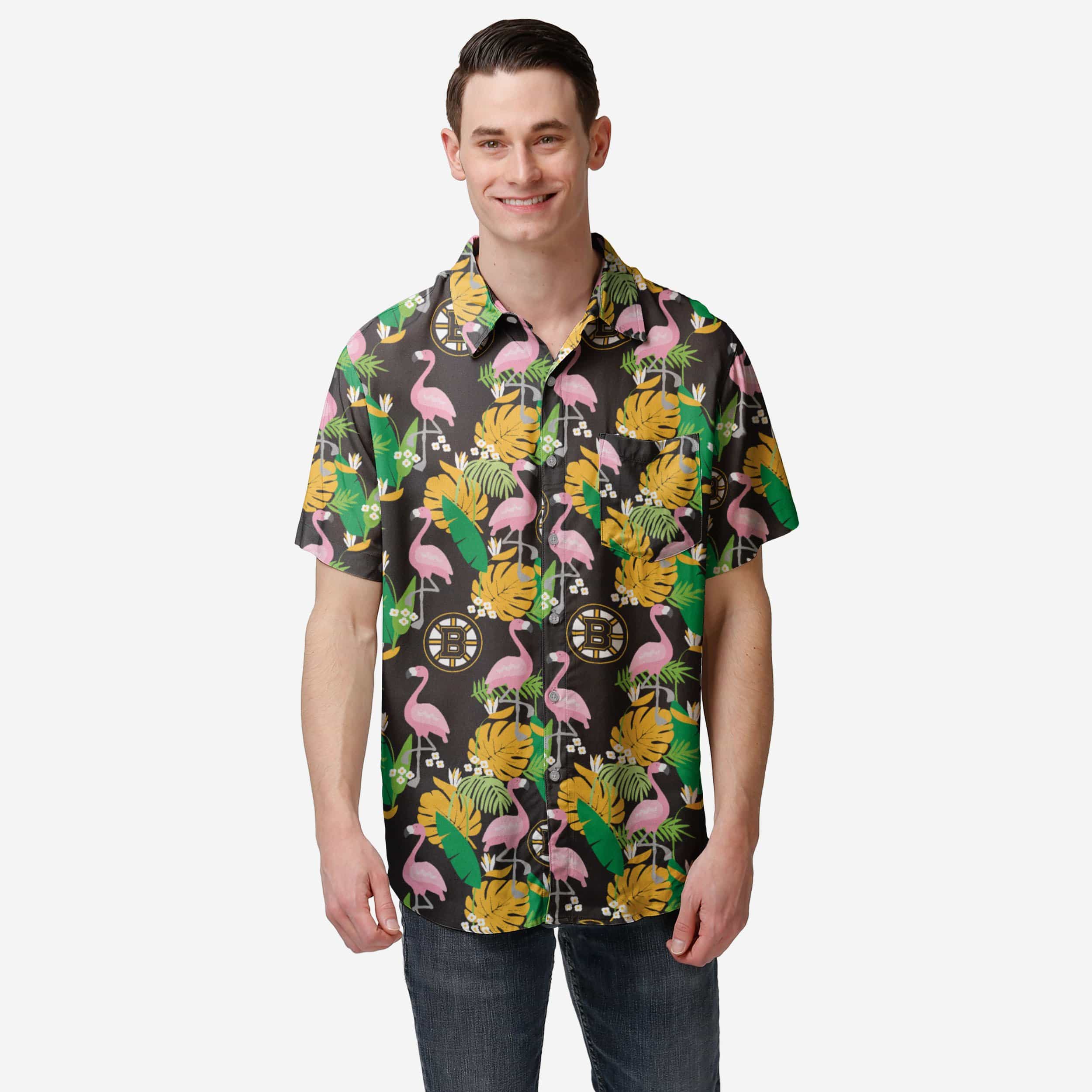 Boston Bruins Floral Button Up Shirt