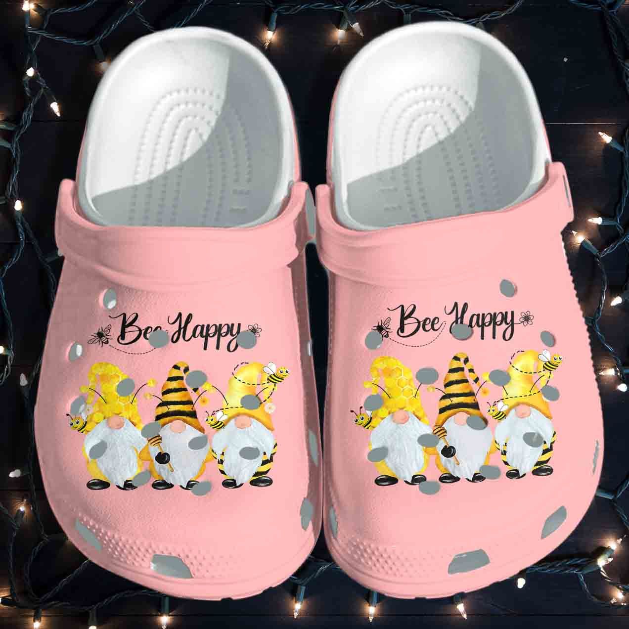 Bee Happy Shoes Clogs – Bee Gnome Spring Clog Birthday Gift For Girl Daughter Sister Cousin Friend