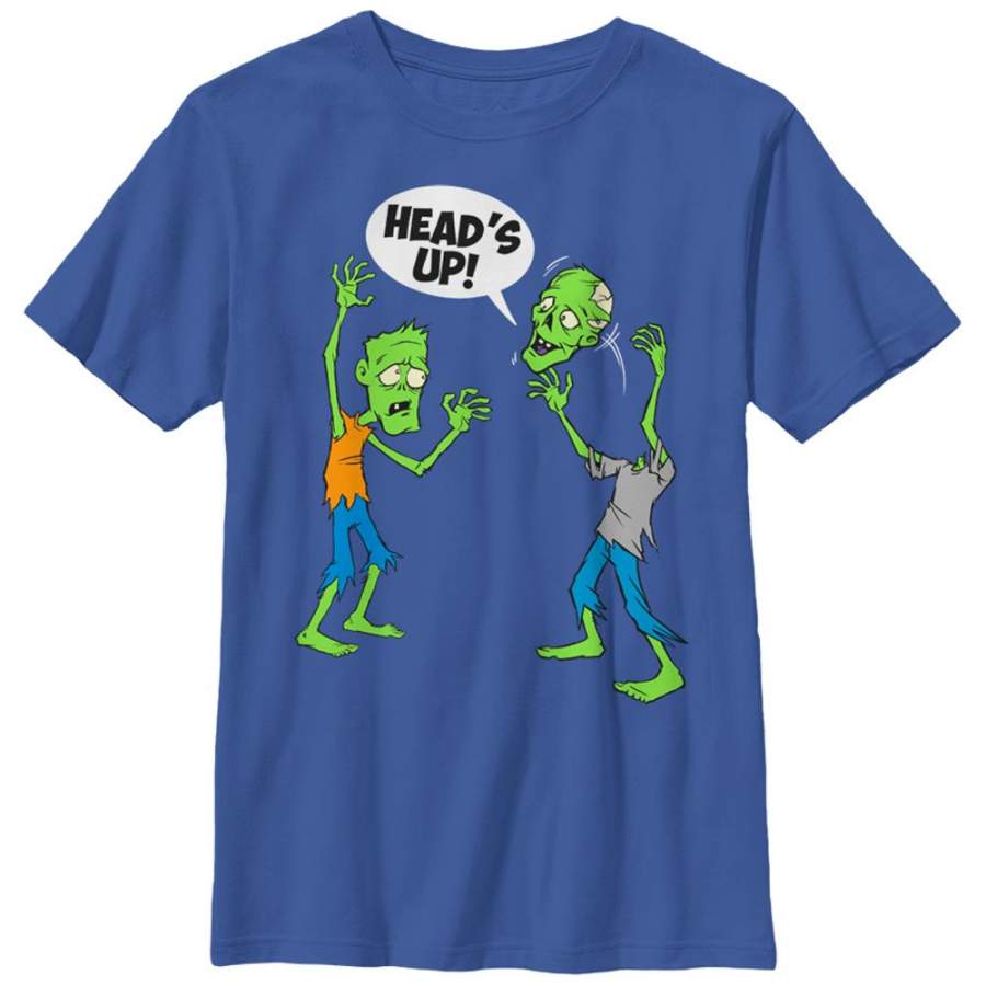 Lost Gods Boy’s Halloween Zombie Heads Up  T Shirt Royal Blue S