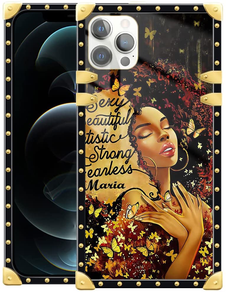 Phone Case, Black Girl Magic Art Cases Luxury Golden Decoration Square Soft Tpu Shockproof Protective