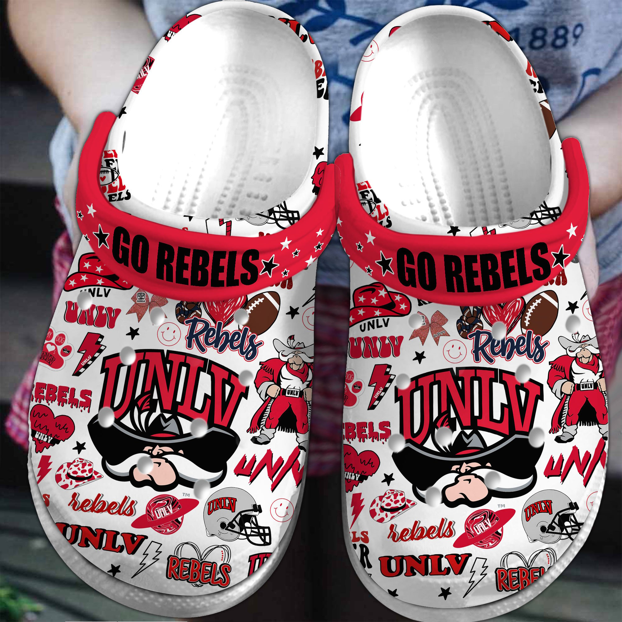 UNLV Runnin’ Rebels NCAA Sport Crocss Crocband Clogs Shoes Comfortable For Men Women and Kids