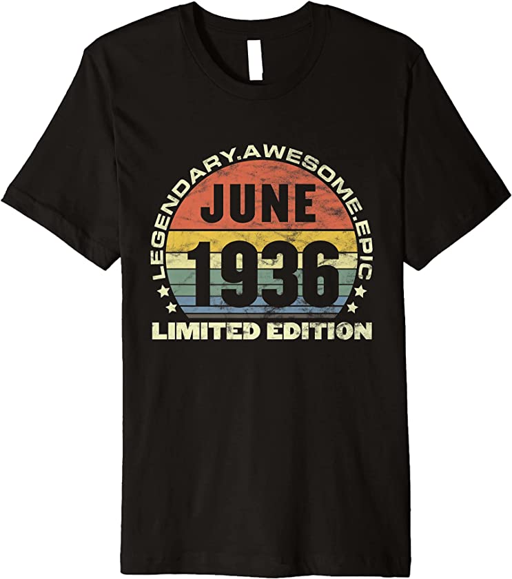 85-Year-Old in 2021 1936 of June Retro for Vintage Premium T-Shirt