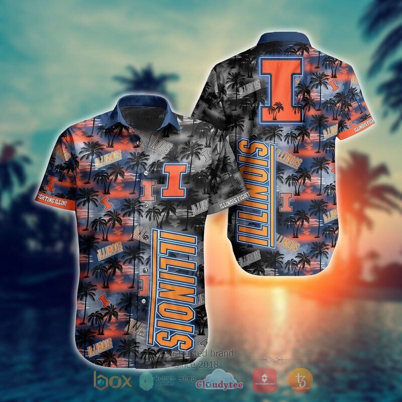 NCCA Illinois Fighting Illini Coconut Trees Hawaiian Shirt