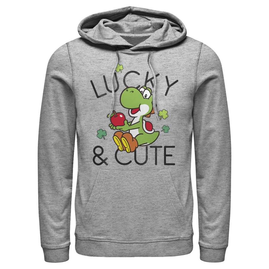 Nintendo Men’s Super Mario Yoshi St. Patrick’s Lucky and Cute  Lightweight Hoodie