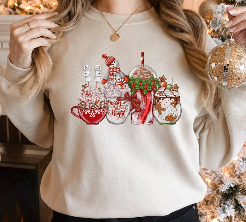 Coffee Lover Christmas Sweatshirt 2D Crewneck Sweatshirt All Over Print Sweatshirt For Women Sweatshirt For Men Sws4418