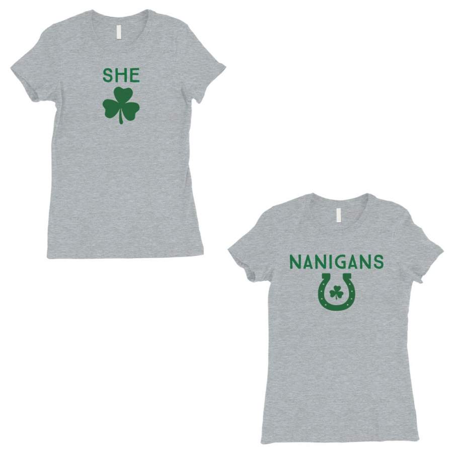 Shenanigans BFF Matching Shirts Womens Grey St Paddy’s Day Outfit