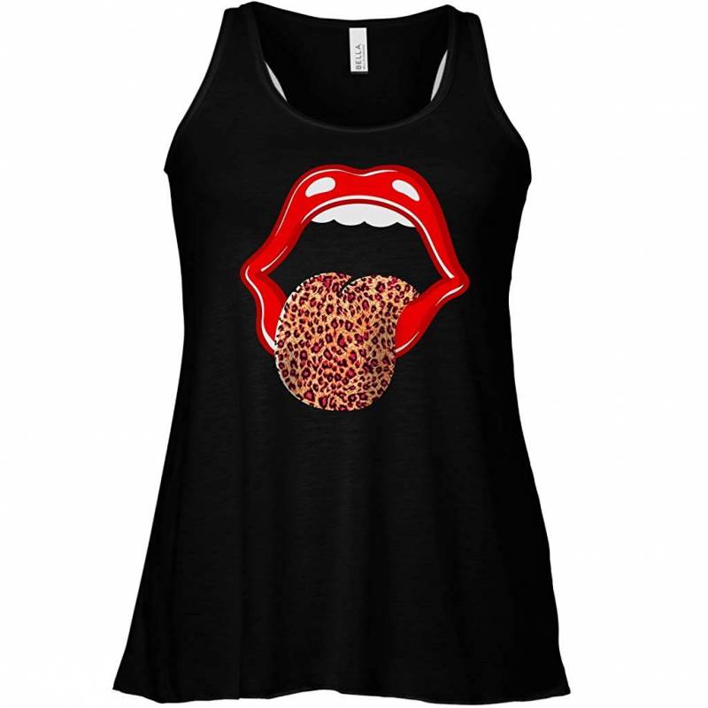 Red Lips Leopard Sexy Women Girls Racerback Tank Top