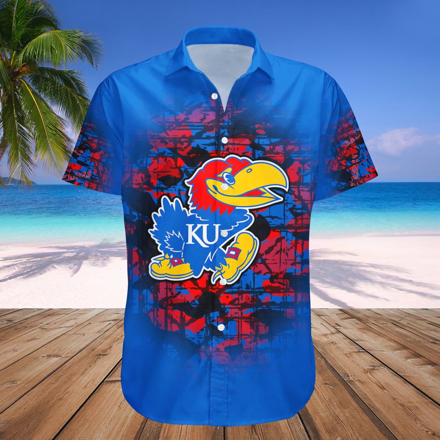 Kansas Jayhawks Hawaii Shirt Camouflage Vintage – NCCA