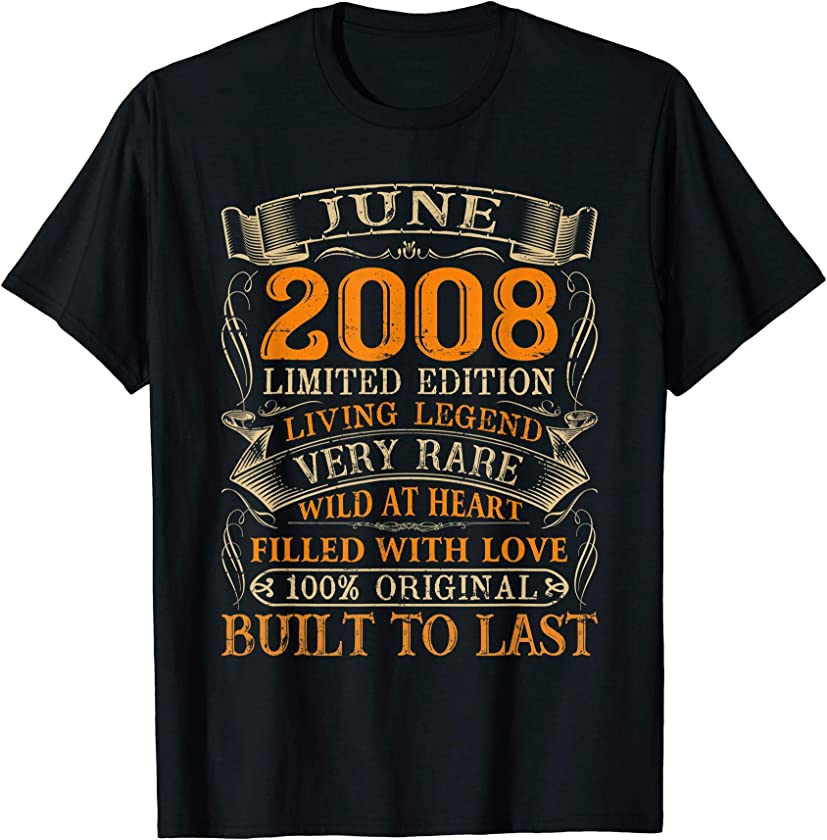 Vintage June 2008 Shirt 13 Years Old 13th Birthday Gifts T-Shirt