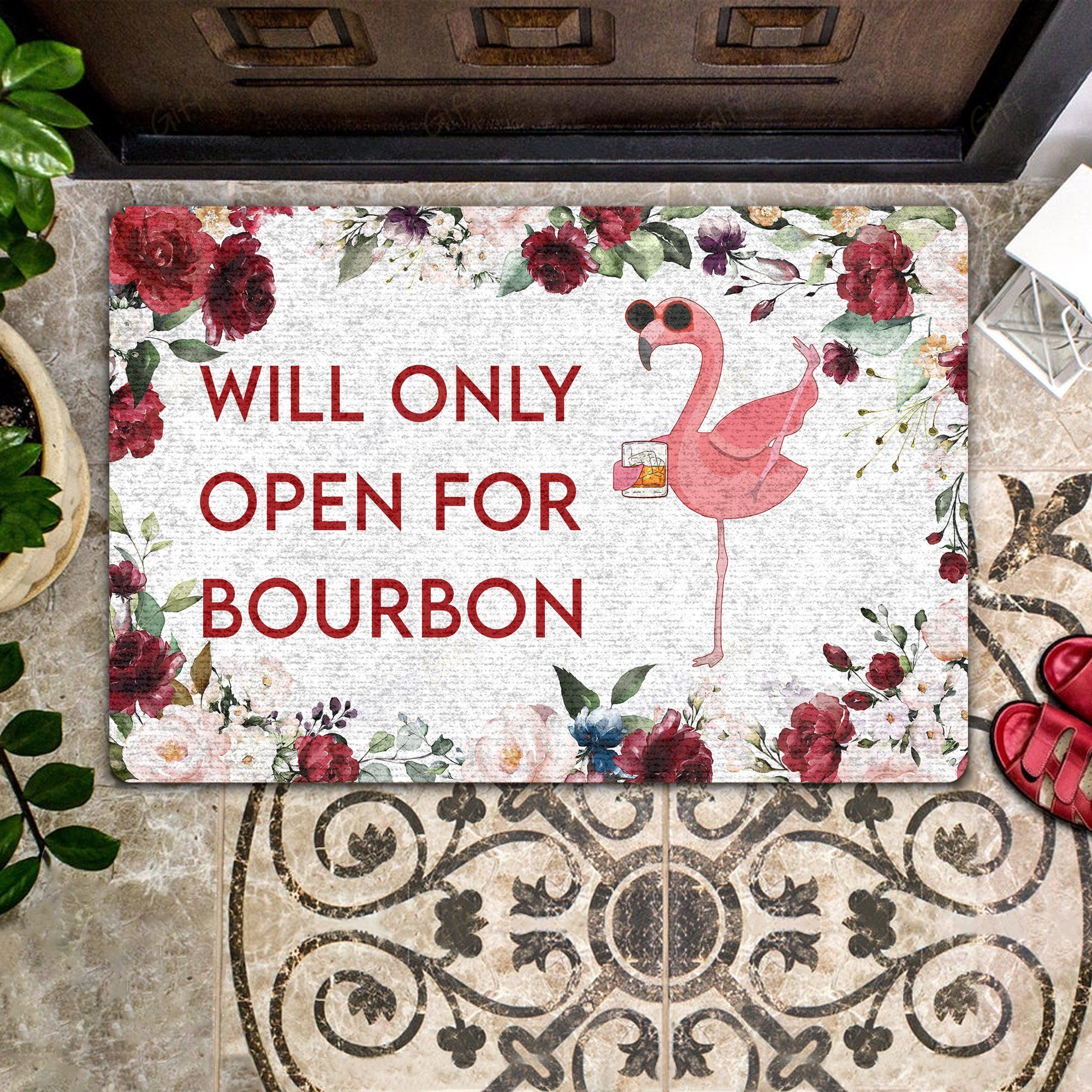 Will Only Open For Bourbon All Over Printing Doormat