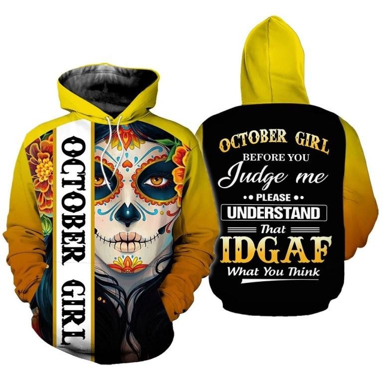 October Girl Skull 3D Hoodie Legging Set Combo