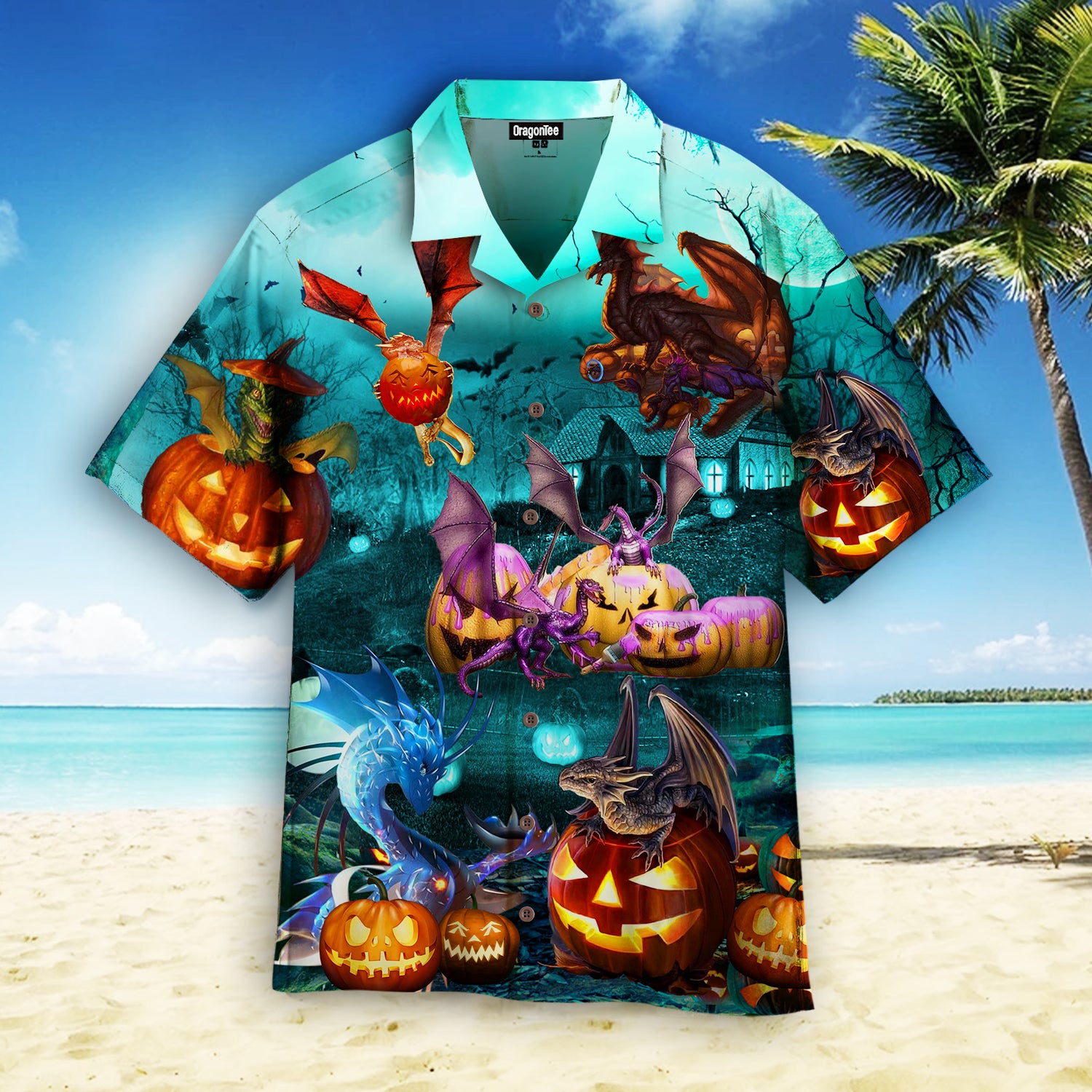 Oragontee Dragon Are Playing On Halloween Day Hawaii Shirt For Men Women Adult Ha11986