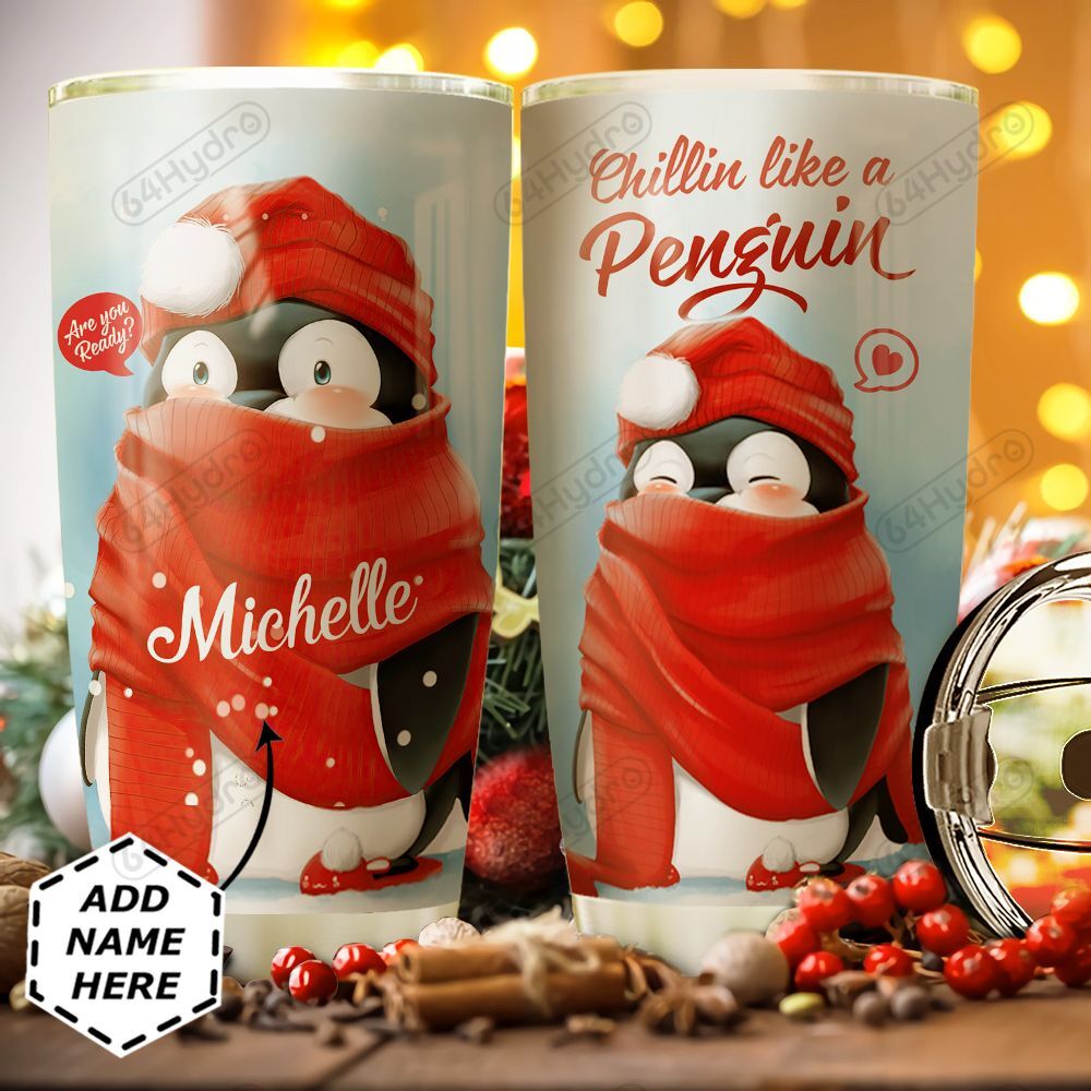 Penguin Christmas Personalized Htq1011009  Stainless Steel Tumbler Travel Customize Name, Text, Number, Image