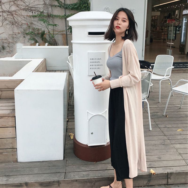 Suoversized 80 KG Cardigan Sweaters Long Knit Ice Silk Korean Tops Female Fashion Mujer Knitwear Women’s Summer Suncreen Clothes alx