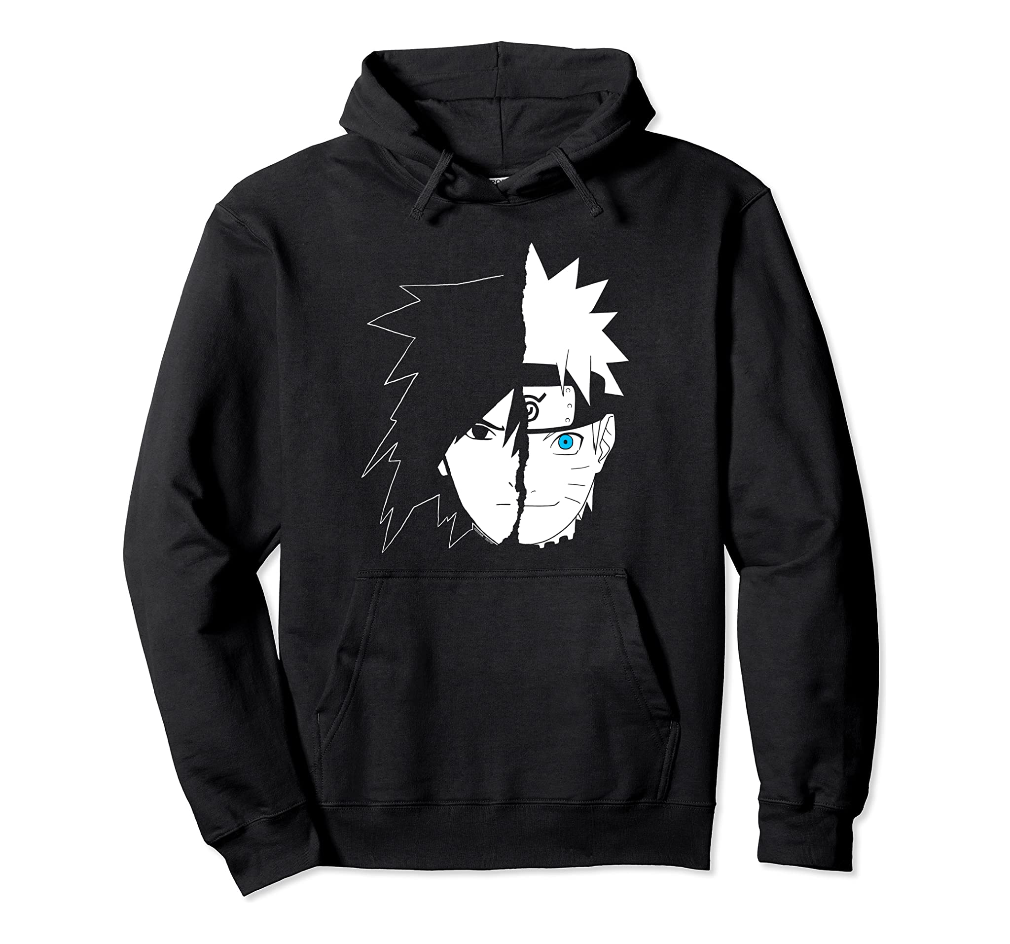 Naruto Shippuden Naruto Sasuke Split Face Pullover Hoodie